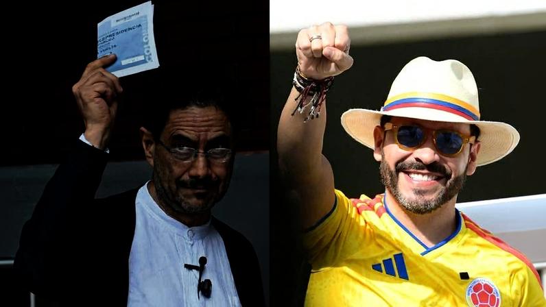 O candidato à presidência da Colômbia pelo partido governista Pacto Histórico, Ivan Cepeda (esq.), e o cadidato pelo movimento Defensores de la Patria, Abelardo de la Espriella, criticado por Beto Coral