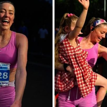 Amber Heard posta foto rara com filha após corrida de 10 km durante autoexílio