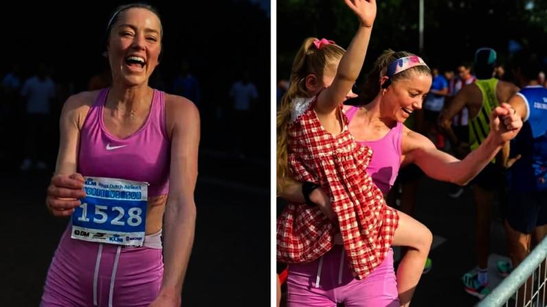 Registros compartilhados pela atriz e modelo Amber Heard após completar corrida de 10 km na Espanha — Foto: Instagram