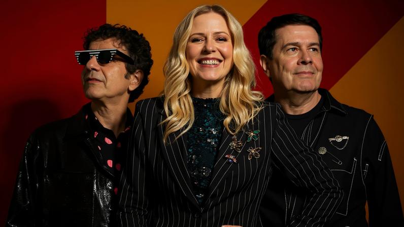 Paula Toller, Bruno Fortunato e George Israel, membros do Kid Abelha