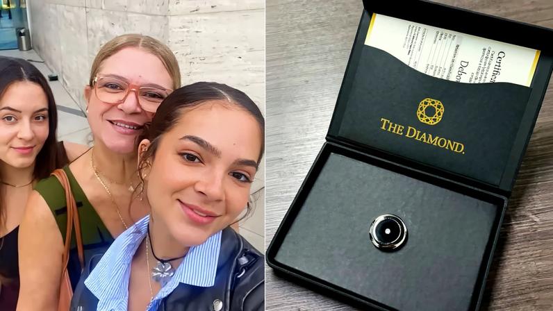 Mel Maia e irmã ganham diamantes feitos com as cinzas da mãe, que morreu há seis meses