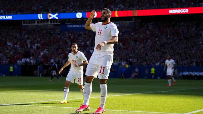 Saibari celebra o gol contra a Escócia