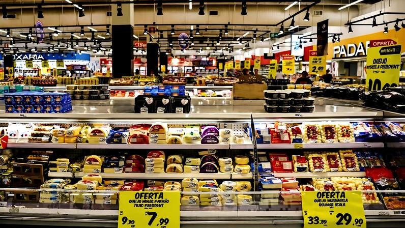 Alimentos à venda em supermercado em São Paulo