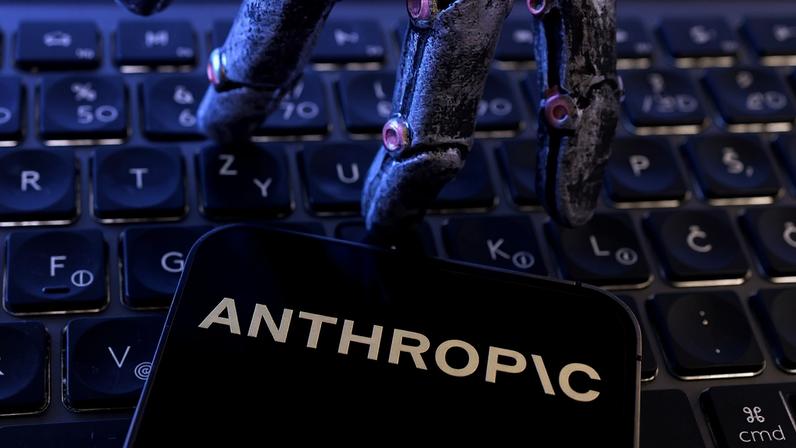 Logo da Anthropic em celular