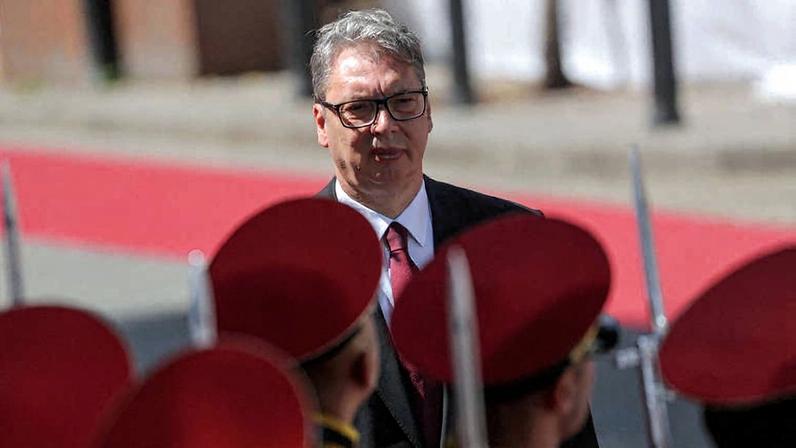 O presidente da Sérvia, Aleksandar Vucic, durante evento na Geórgia - Irakli Gedenidze - 15.jun.26/Reuters