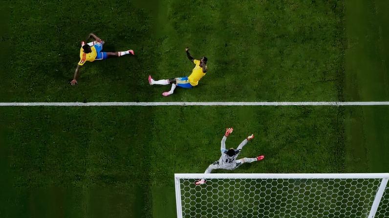 Lance da partida entre Portugal e Colômbia pela Copa do Mundo 2026