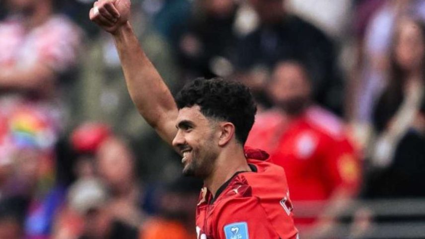 Mahmoud Saber comemora o gol que classificou o Egito para a próxima fase da Copa do Mundo –