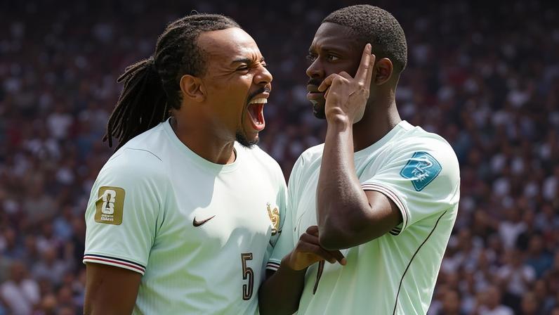 Ousmane Dembélé plays it cool with his celebration alongside Jules Koundé.