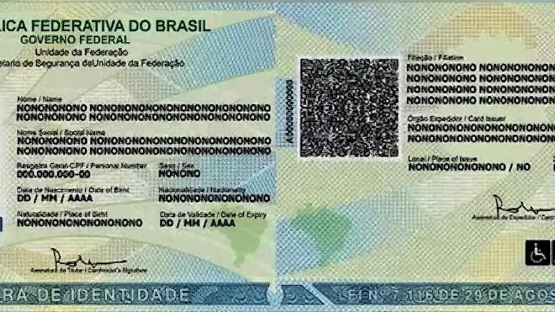 Modelo da nova carteira nacional de identidade Crédito: Itep/Divulgação