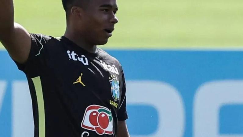 Endrick em treino da seleção brasileira nos Estados Unidos.
