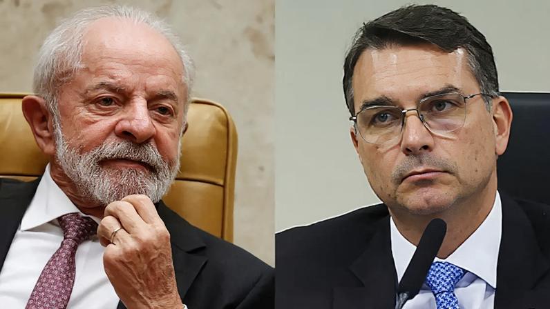Lula e Flávio Bolsonaro, ainda como pré-candidatos, seguem como os favoritos nas pesquisas para as eleições presidenciais de outubro