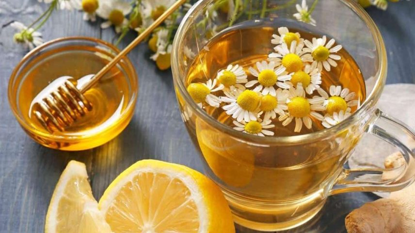 Chá termogênico de camomila, limão-siciliano e gengibre