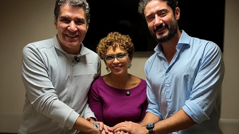 Jarbas Soares, Marília Campos e Gabriel Azevedo durante agenda em Montes Claros