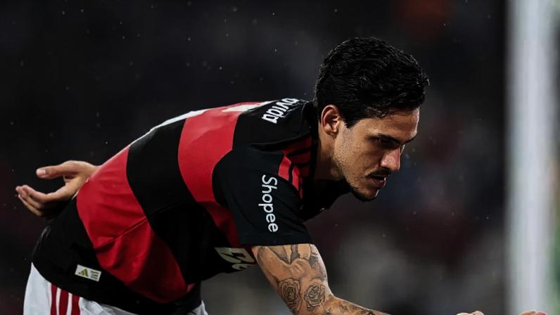 Pedro comemora gol contra o Coritiba, no último jogo do Fla antes da Copa –