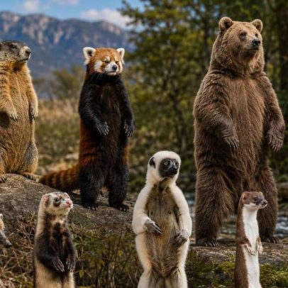Animais de quatro patas ficam em pé para vigiar o ambiente