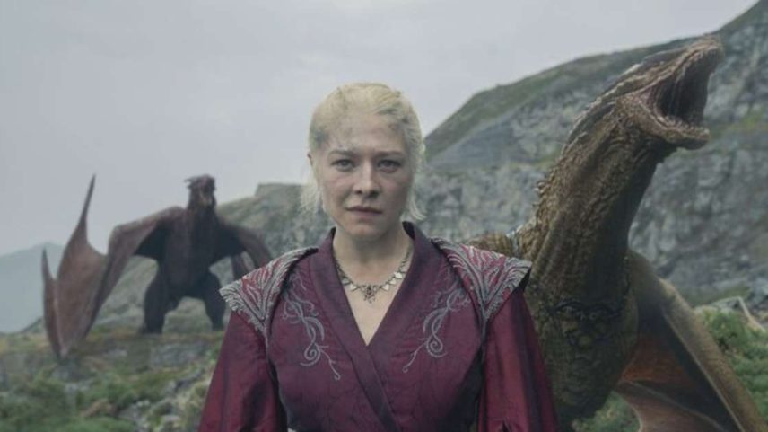 Rhaenyra com dragões em A Casa do Dragão