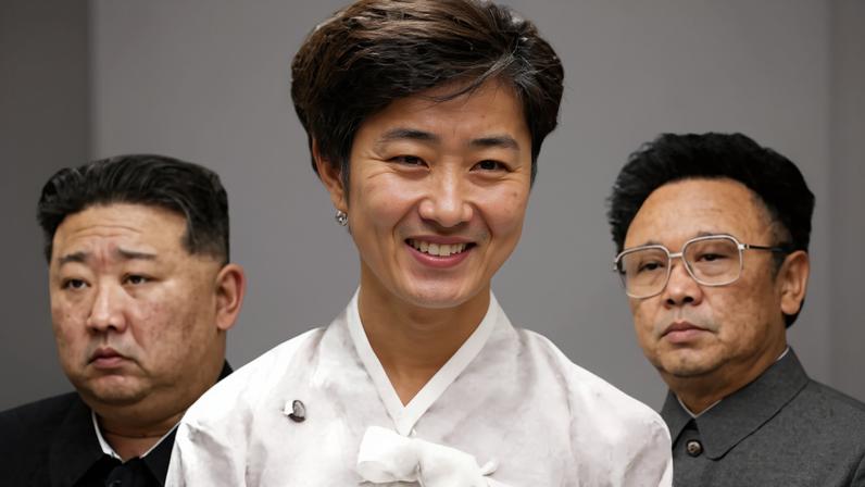 Ko Yong-hui (à frente, à direita) era membro da elite Mansudae Art Troupe - (crédito: Yoji Gomi)
