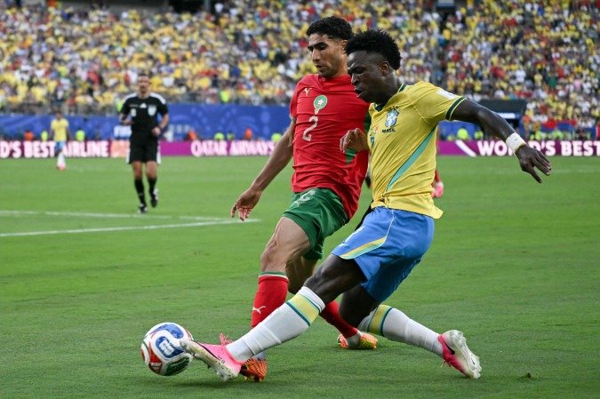 Vini Jr. em lance no jogo contra o Marrocos - (crédito: AFP)