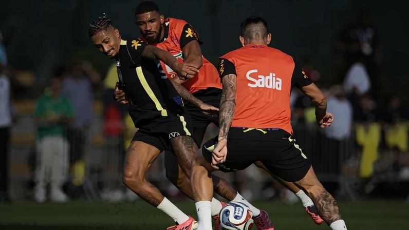 O Brasil treinou para parte da comunidade de Morristown ver na tarde e início da noite desta quarta-feira para cumprir protocolos da Fifa - (crédito: Rafael Ribeiro/CBF)