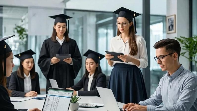 Profissionais recém-formados em ambiente corporativo, buscando desenvolvimento e aceleração de carreira, como no programa de trainee do Santander. - (crédito: Divulgação)