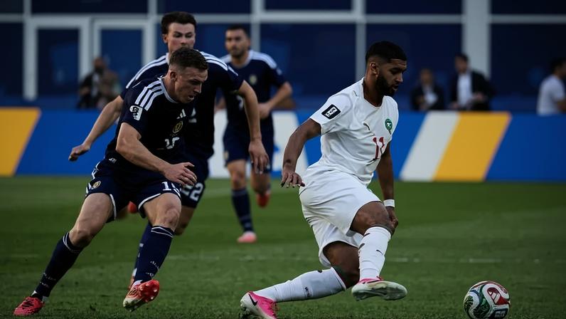 Marrocos foi com tudo para cima da Escócia e jogo terminou em 1x0 - (crédito: AFP)