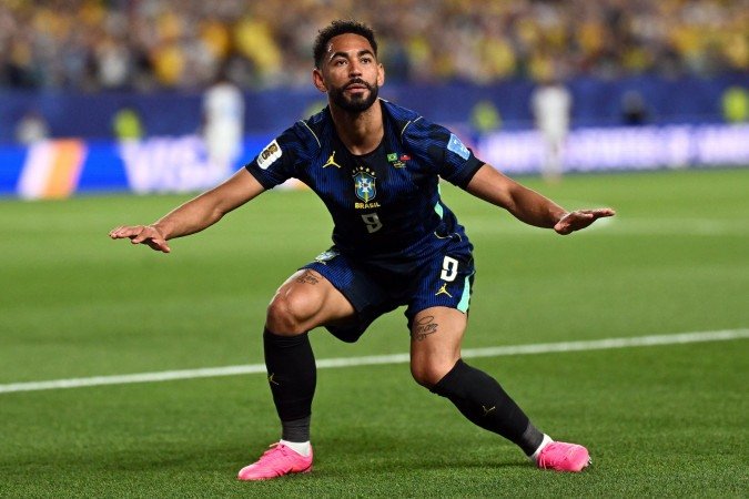 Matheus Cunha garantiu a liderança da seleção brasileira no grupo C com dois gols contra a seleção haitiana - (crédito: AFP)