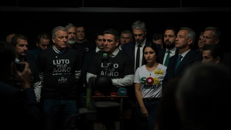 Durante o ato, o deputado Luciano Zucco (ao centro) destacou que a articulação agora se concentra no Senado, após a aprovação da proposta pela Câmara - (crédito: Mateus Raugust)