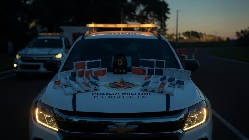Apreensão ocorreu por volta das 6h40 desta sexta-feira (19/6), em uma operação de combate ao contrabando no Gama - (crédito: Foto: Divulgação/PMDF)