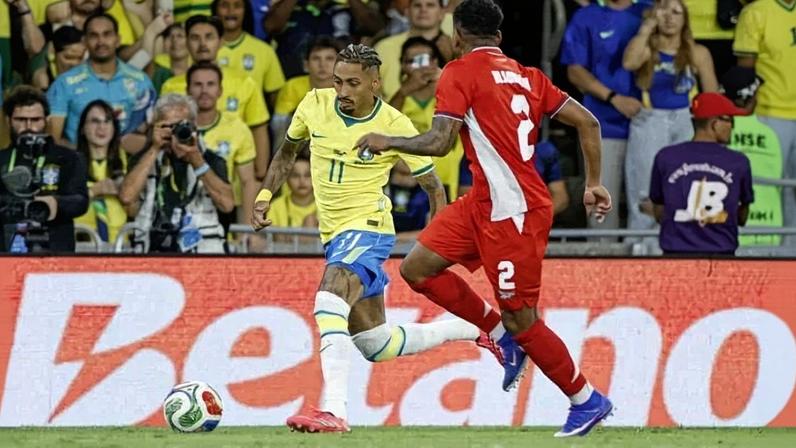 Raphinha atuou os primeiros 45 minutos do amistoso - (crédito: Foto: Rafael Ribeiro / CBF)