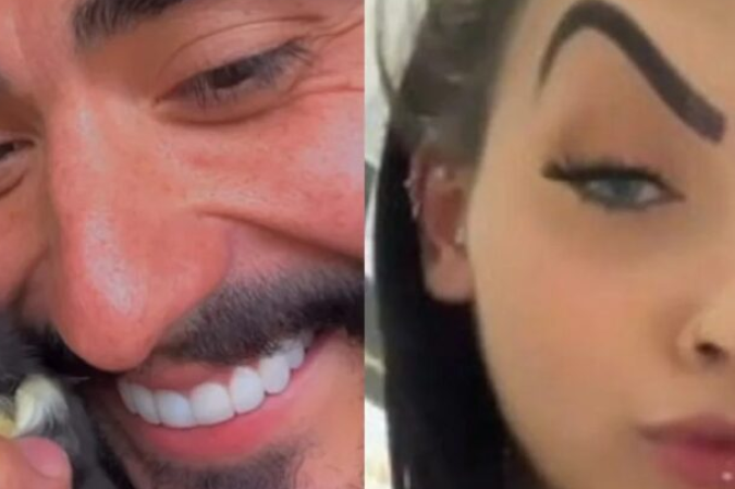 O influenciador ayk Leão, ao lado do meme protagonizado por MC Mirella - (crédito: Reprodução / Redes sociais)