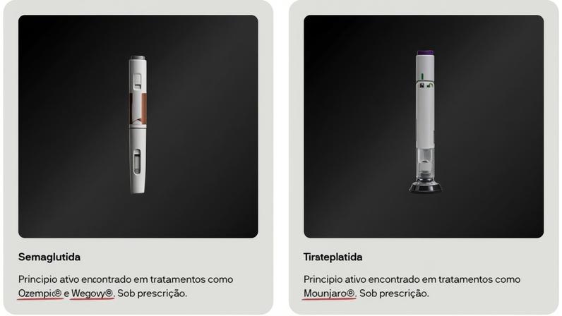 Produtos divulgados no site da plataforma proibida pela Anvisa - (crédito: Reprodução/site oficial)