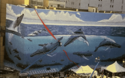 A obra Wyland Whaling Wall 82, localizada em Dallas, Texas
