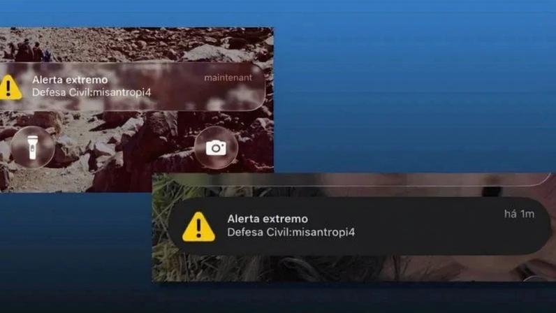 Alerta falso da Defesa Civil foi enviado a vários aparelhos no país - (crédito: Reprodução)