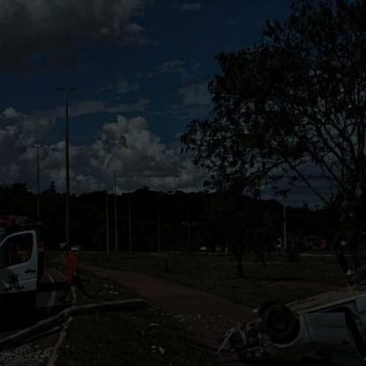 Carro capota na DF-005 e deixa um ferido