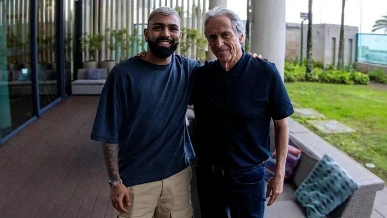 Gabigol e Jorge Jesus se reencontram no Rio de Janeiro - (crédito: Foto: Reprodução )