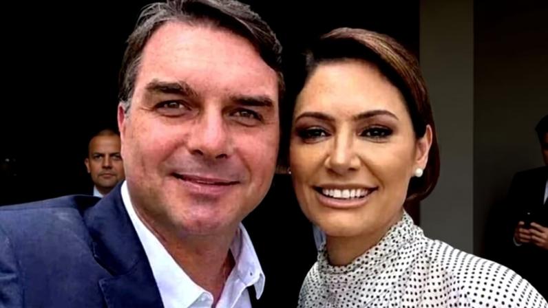Vídeo expôs que Flavio e Michelle estão no centro de uma disputa sobre quem melhor representa o estandarte dos Bolsonaro - (crédito: Reprodução/Redes Sociais)