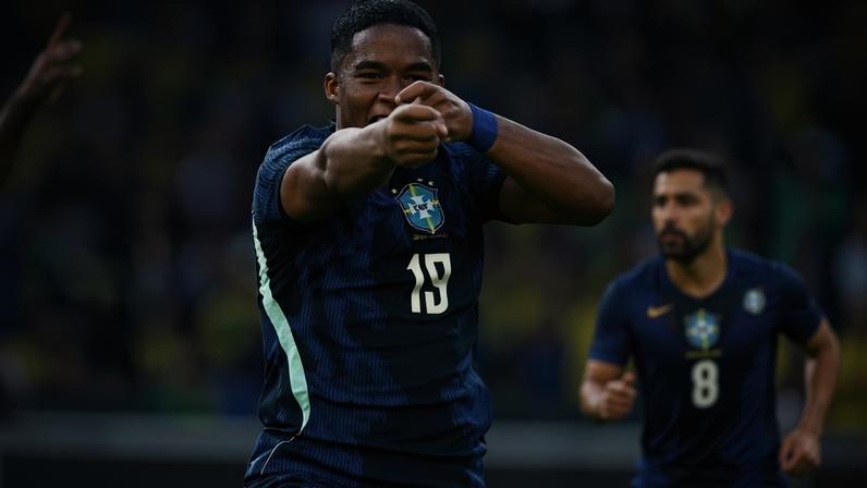Endrick marcou o gol da vitória do Brasil sobre o Egito por 2 a 1, em Cleveland - (crédito: Rafael Ribeiro/CBF)