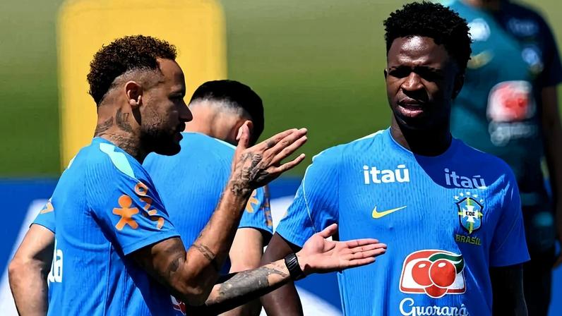Juntos, Neymar e Vinicius Junior disputaram 16 partidas, entre 2019 e 2023 - (crédito: Mauro Pimentel/AFP)
