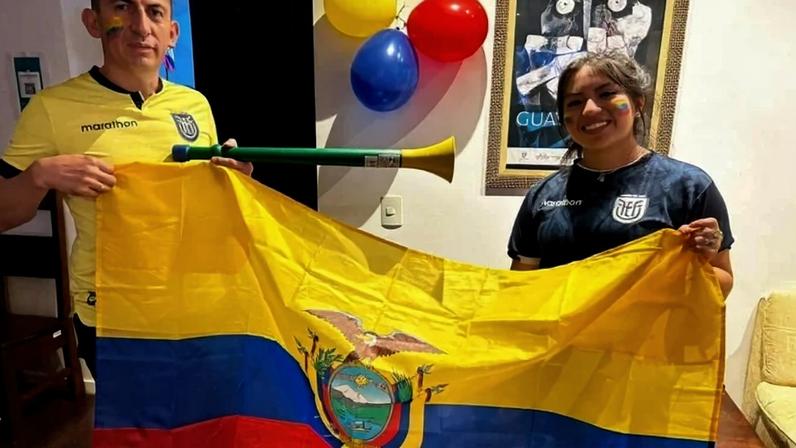 Apesar da derrota, Paulette e o pai seguem confiantes em uma boa campanha do Equador na Copa do Mundo - (crédito: Paulo Gontijo/CB/D.A. Press)