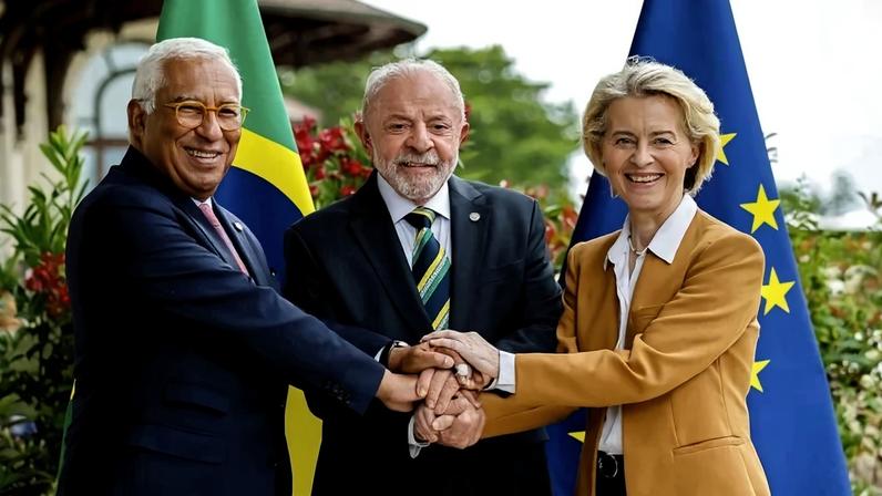 Presidente da República, Luiz Inácio Lula da Silva, com Presidente da Comissão Europeia, Ursula von der Leyen e Presidente do Conselho Europeu, António Costa na Cúpula do G7, em Évian-les-Bains - França - (crédito: Ricardo Stuckert/PR)