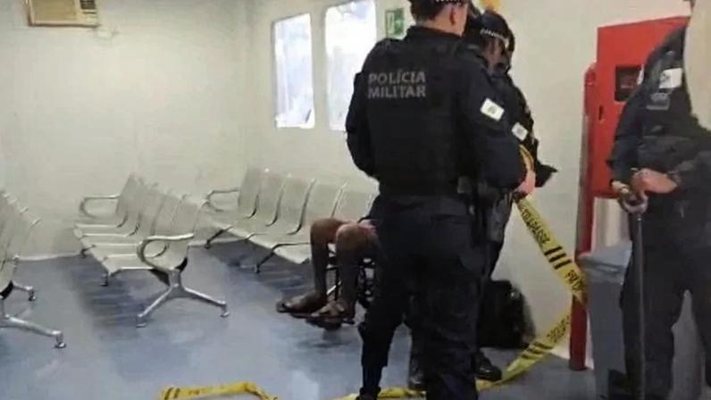 Vídeo mostra a PMDF isolando a área onde o homem morreu - (crédito: Reprodução/ Vídeo)