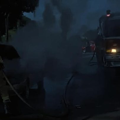 Carro pega fogo no Guará e mobiliza bombeiros nesta sexta