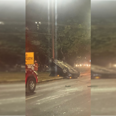 Carro da Justiça Militar capota após acidente na L4
