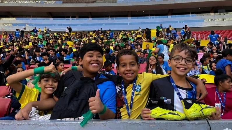 700 crianças participam de divulgação da Copa do Mundo Feminina 2027 - (crédito: Davi Cruz/CB/D.A Press)