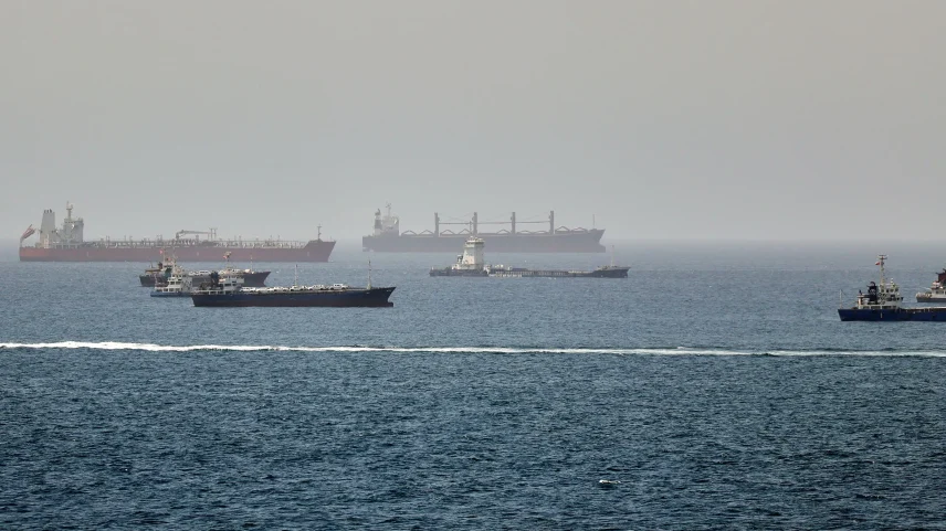 Tankers and cargo ships in the Gulf of Oman on June 16.