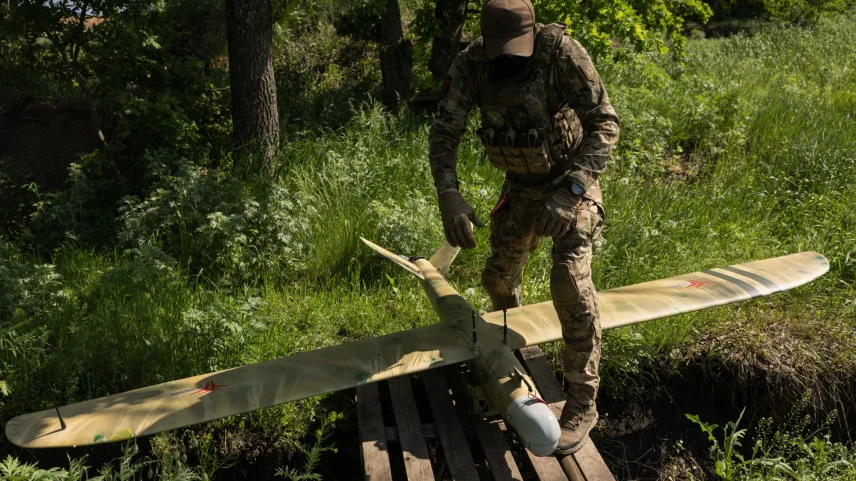 A Ukrainian drone operator near the front line in Kharkiv region, Ukraine.