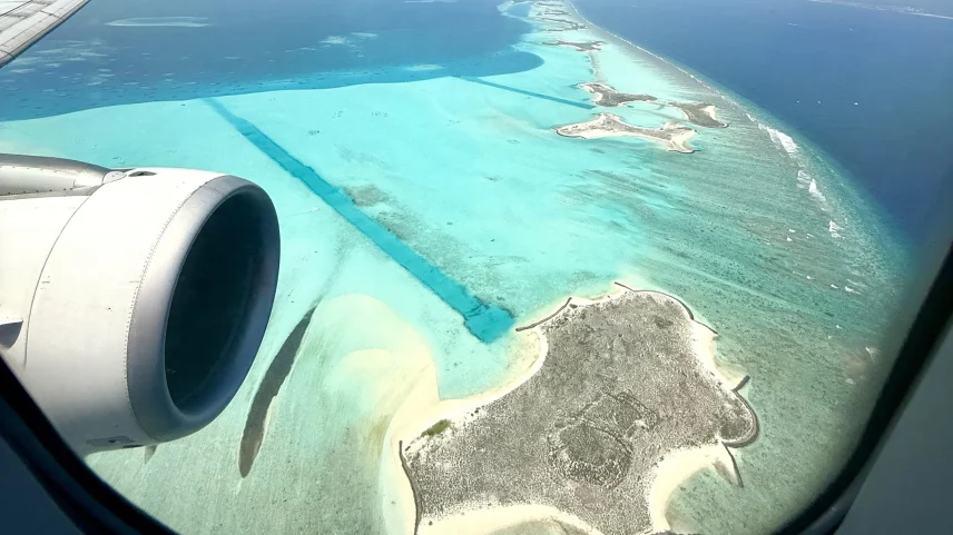 Landing in the Maldives.