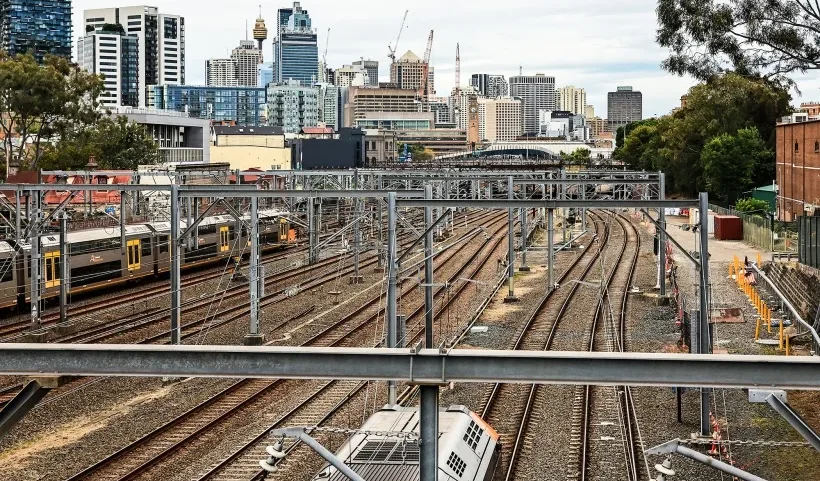 Railroad tracks in Sydney, Australia.