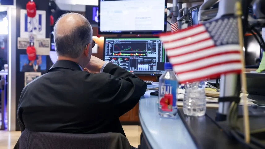 A trader works on the floor at the New York Stock Exchange (NYSE) in New York, on June 1.