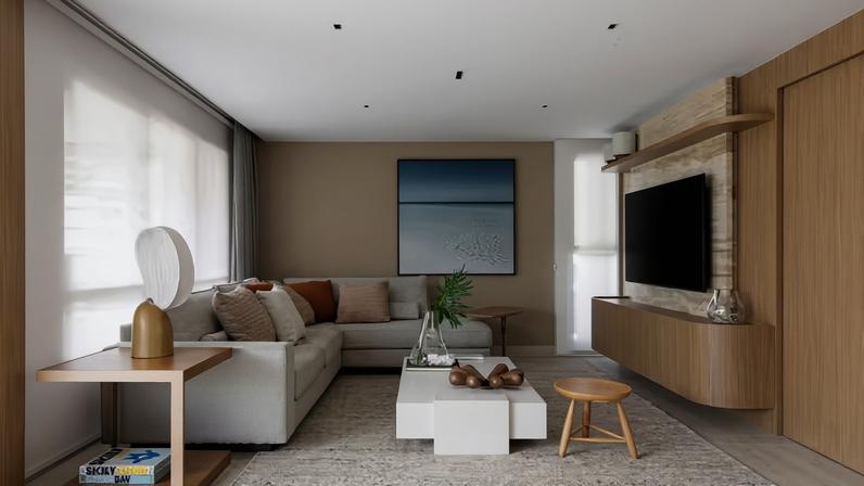A relação sofá-TV é um dos pontos mais importantes no planejamento da sala, pois influencia diretamente no conforto visual, na ergonomia e até na estética do ambiente